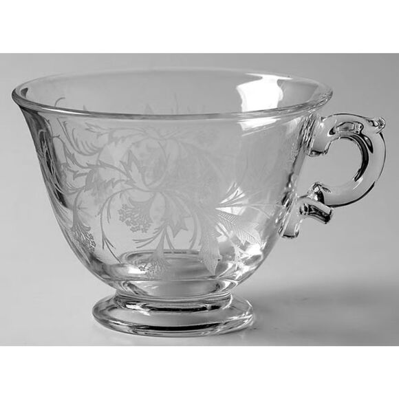 NWT Extremely RARE Heather by FOSTORIA Etched Crystal Tea/Coffee Cup Set of 8 - Picture 2 of 3